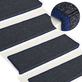 Berkfield Carpet Stair Treads 15 pcs 65x25 cm Grey and Blue