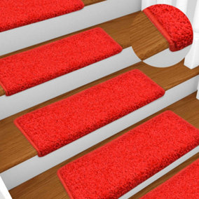 Berkfield Carpet Stair Treads 15 pcs 65x25 cm Red