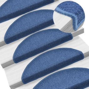 Berkfield Carpet Stair Treads 15 pcs Blue 65x24x4 cm