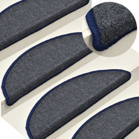 Berkfield Carpet Stair Treads 15 pcs Dark Grey and Blue 65x24x4 cm