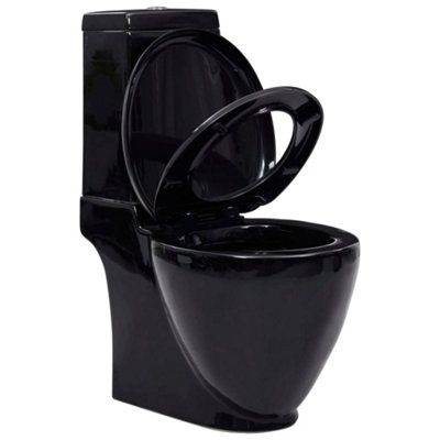 Berkfield Ceramic Toilet Back Water Flow Black