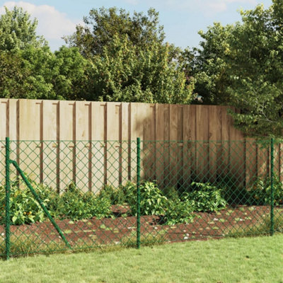 Berkfield Chain Link Fence Green 1x25 m