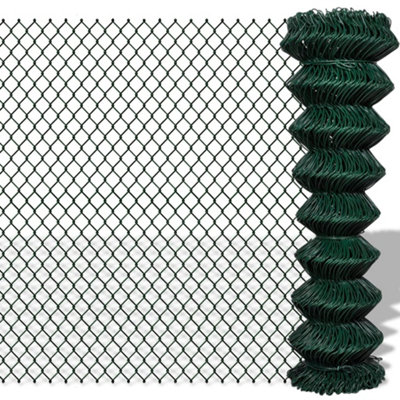 Berkfield Chain Link Fence Steel 1,5x15 m Green