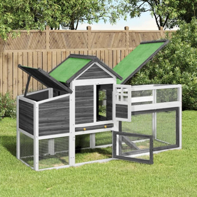 Berkfield Chicken Coop Grey 186.5x58.5x113 cm Solid Wood Pine Price Comparisons | Compare The Build