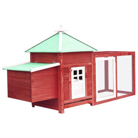 Berkfield Chicken Coop with Nest Box Red 190x72x102 cm Solid Firwood