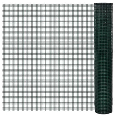 Berkfield Chicken Wire Fence Galvanised with PVC Coating 25x1 m Green