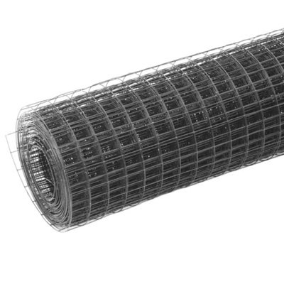 Berkfield Chicken Wire Fence Steel with PVC Coating 10x1 m Grey