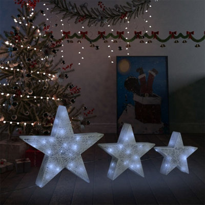 Berkfield Christmas Decoration Stars 3 pcs White Mesh LED Outdoor Indoor Price Comparisons | Compare The Build