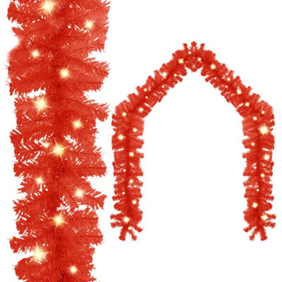 Berkfield Christmas Garland with LED Lights 5 m Red