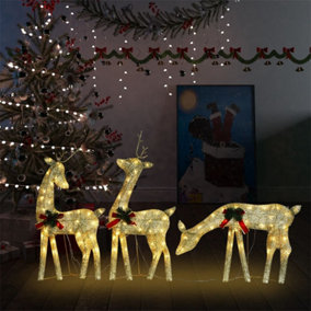 Berkfield Christmas Reindeer Family 270x7x90 cm Gold Warm White Mesh