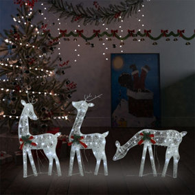 Berkfield Christmas Reindeer Family 270x7x90 cm White Cold White Mesh