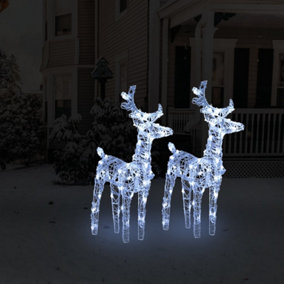 Berkfield Christmas Reindeers 2 pcs Cold White 80 LEDs Acrylic