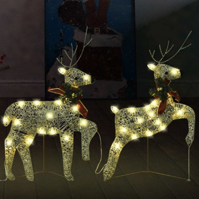 Berkfield Christmas Reindeers 2 pcs Gold 40 LEDs Price Comparisons | Compare The Build