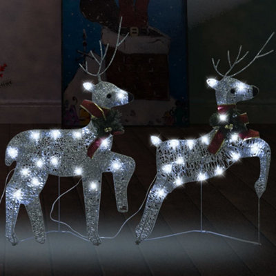 Berkfield Christmas Reindeers 2 pcs Silver 40 LEDs Price Comparisons | Compare The Build