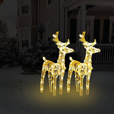 Berkfield Christmas Reindeers 2 pcs Warm White 80 LEDs Acrylic Price Comparisons | Compare The Build