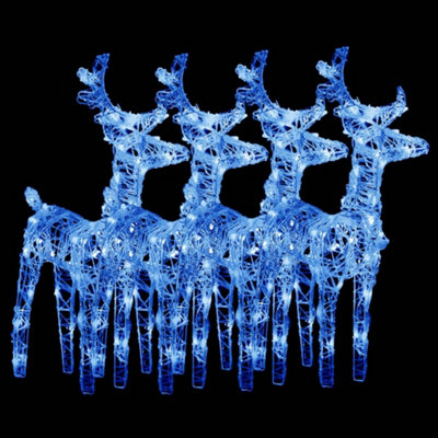 Berkfield Christmas Reindeers 4 pcs Blue 160 LEDs Acrylic