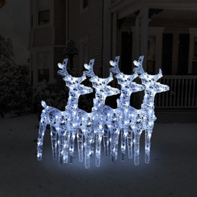 Berkfield Christmas Reindeers 4 pcs Cold White 160 LEDs Acrylic