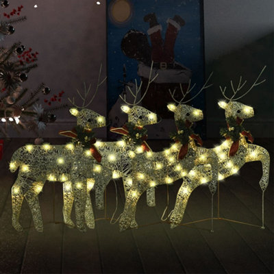 Berkfield Christmas Reindeers 4 pcs Gold 80 LEDs