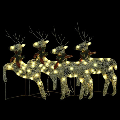 Berkfield Christmas Reindeers 4 pcs Gold 80 LEDs