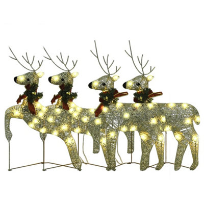 Berkfield Christmas Reindeers 4 pcs Gold 80 LEDs
