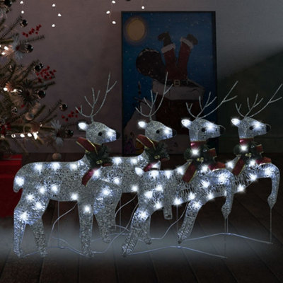 Berkfield Christmas Reindeers 4 pcs Silver 80 LEDs Price Comparisons | Compare The Build