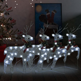 Berkfield Christmas Reindeers 4 pcs Silver 80 LEDs
