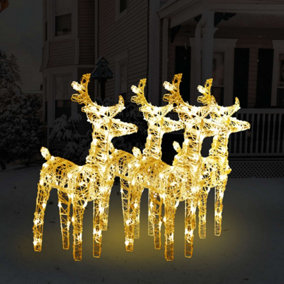 Berkfield Christmas Reindeers 4 pcs Warm White 160 LEDs Acrylic