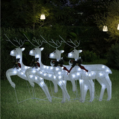 Berkfield Christmas Reindeers 4 pcs White 80 LEDs Price Comparisons | Compare The Build