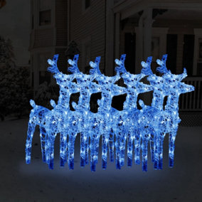 Berkfield Christmas Reindeers 6 pcs Blue 240 LEDs Acrylic