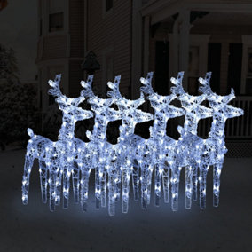 Berkfield Christmas Reindeers 6 pcs Cold White 240 LEDs Acrylic