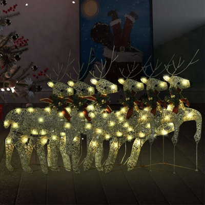 Berkfield Christmas Reindeers 6 pcs Gold 120 LEDs Price Comparisons | Compare The Build