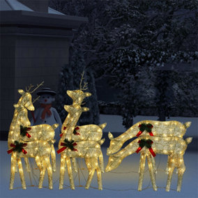 Berkfield Christmas Reindeers 6 pcs Gold Warm White Mesh