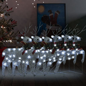 Berkfield Christmas Reindeers 6 pcs Silver 120 LEDs