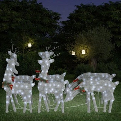 Berkfield Christmas Reindeers 6 pcs Silver Cold White Mesh Price Comparisons | Compare The Build