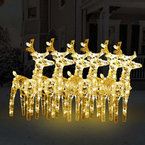 Berkfield Christmas Reindeers 6 pcs Warm White 240 LEDs Acrylic