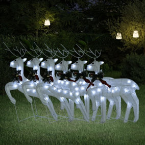 Berkfield Christmas Reindeers 6 pcs White 120 LEDs