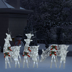Berkfield Christmas Reindeers 6 pcs White Cold White Mesh