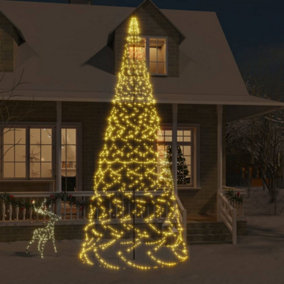 Berkfield Christmas Tree on Flagpole Warm White 1400 LEDs 500 cm