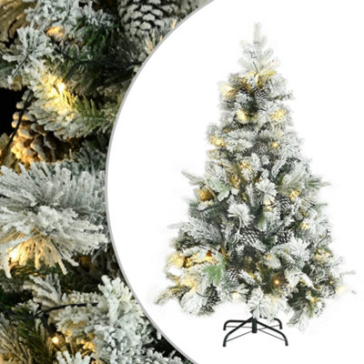 Berkfield Christmas Tree with Flocked Snow&LEDs&Cones 150 cm PVC&PE Price Comparisons | Compare The Build