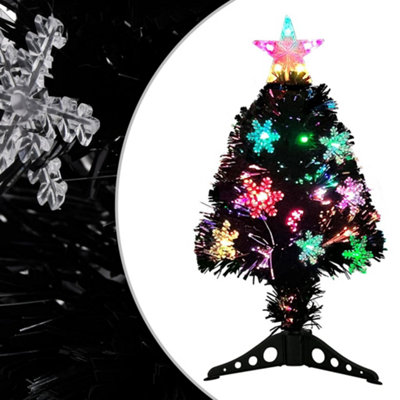 Berkfield Christmas Tree with LED Snowflakes Black 64 cm Fibre Optic Price Comparisons | Compare The Build