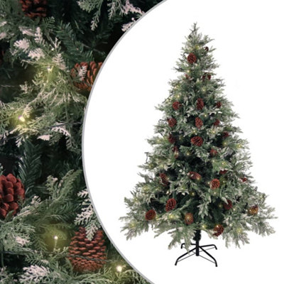 Berkfield Christmas Tree with LEDs&Pine Cones Green&White 150 cm PVC&PE Price Comparisons | Compare The Build