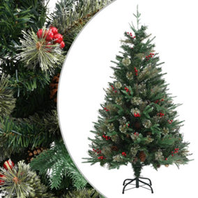 Berkfield Christmas Tree with Pine Cones Green 120 cm PVC&PE