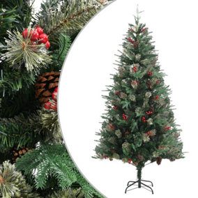 Berkfield Christmas Tree with Pine Cones Green 225 cm PVC&PE