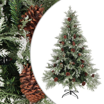 Berkfield Christmas Tree with Pine Cones Green and White 150 cm PVC&PE Price Comparisons | Compare The Build