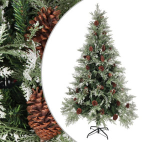 Berkfield Christmas Tree with Pine Cones Green and White 195 cm PVC&PE