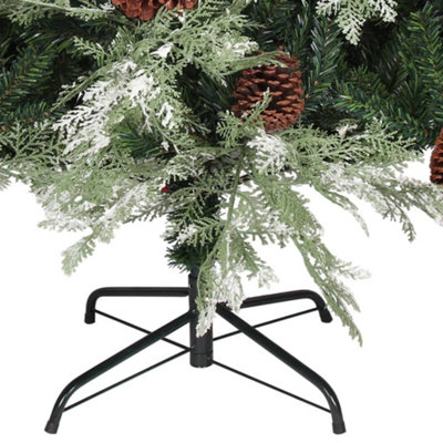 Berkfield Christmas Tree with Pine Cones Green and White 225 cm PVC&PE