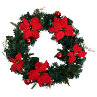 Berkfield Christmas Wreath with LED Lights Green 60 cm PVC Price Comparisons | Compare The Build