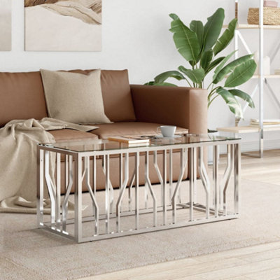 Berkfield Coffee Table 110x45x45 cm Stainless Steel and Glass