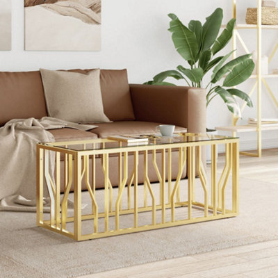 Berkfield Coffee Table 110x45x45 cm Stainless Steel and Glass
