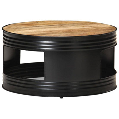 Berkfield Coffee Table Black 68x68x36 cm Solid Rough Mango Wood